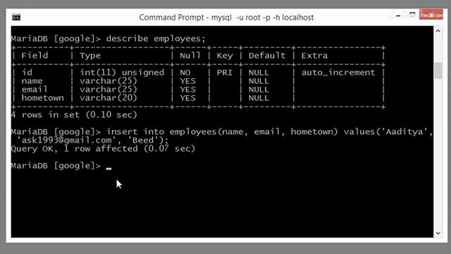 MySQL Tutorial for Beginners - 2 - Inserting data into table смотреть онлайн
