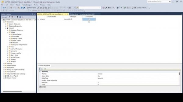 How to Create Table in MS SQL Server Management Studio