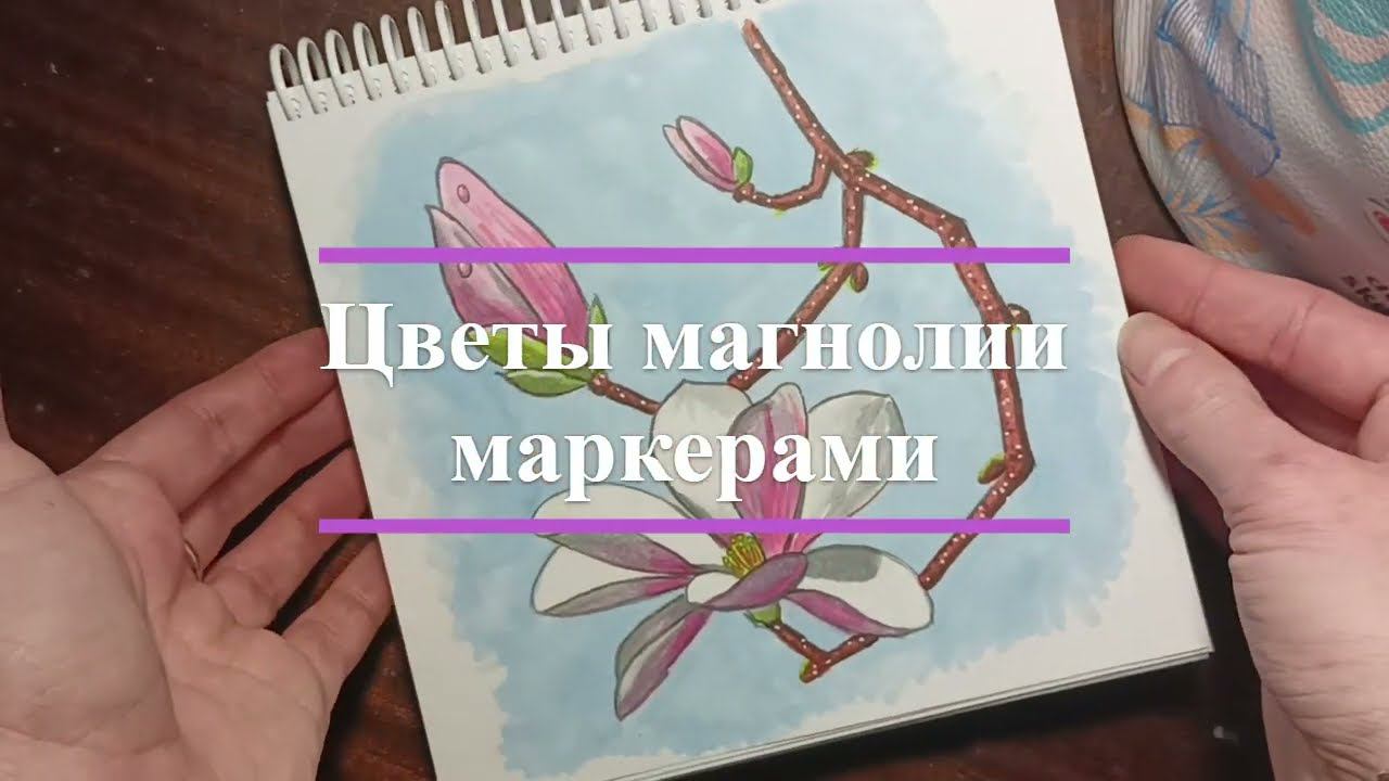 Рисуем цветы магнолии маркером