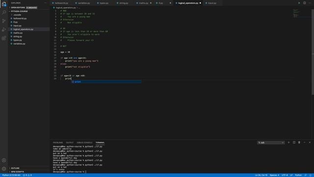 Python Logical Operators смотреть онлайн