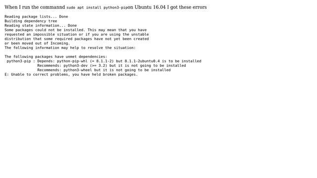 How to solve these error while installing python3-pip on ubuntu16.04? смотреть онлайн