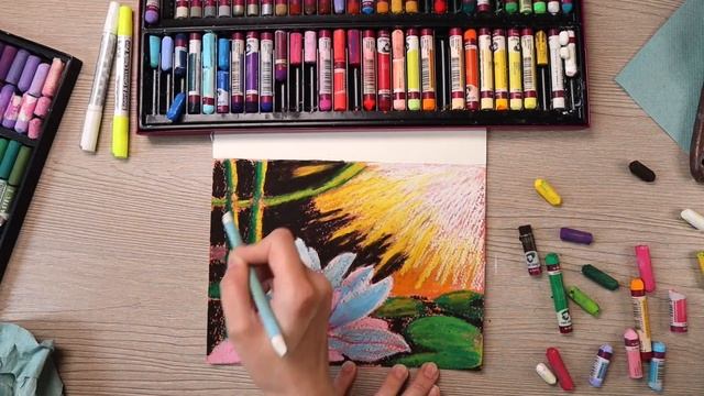 Рисуем лотос масляной пастелью смотреть онлайн