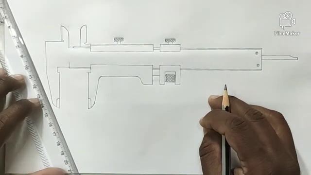 Vernier caliper drawing|vernier caliper kaise draw kare|vernier caliper @MECHANICAL_DRAWINGS смотреть онлайн