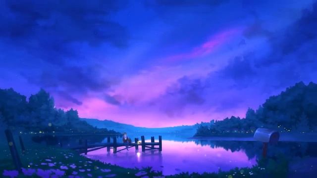 Anime Purple Evening Sky   Relaxing Live Wallpaper   1 Hour Screensaver   Infinite Loop !