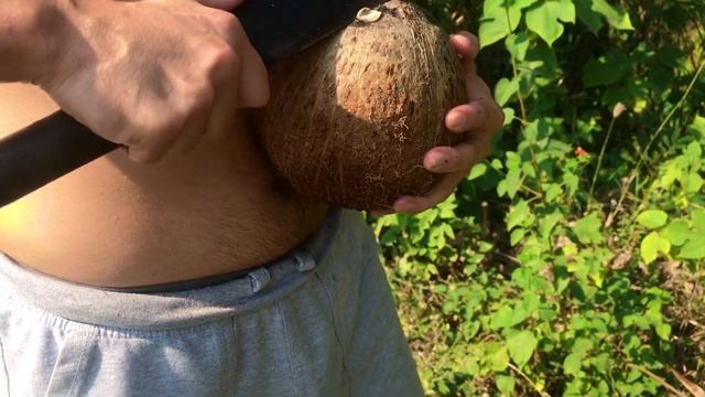 Как просто распечатать кокос при помощи мачете смотреть онлайн