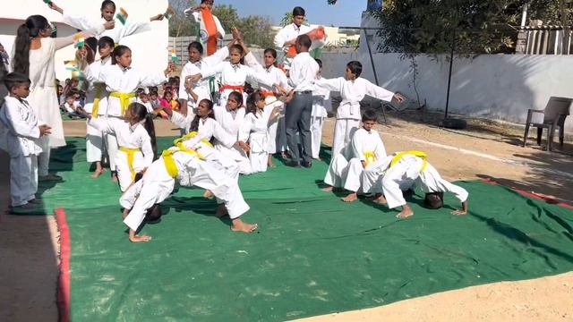 Human pyramid and Fire ring jump - Karate performance | Brilliant school смотреть онлайн