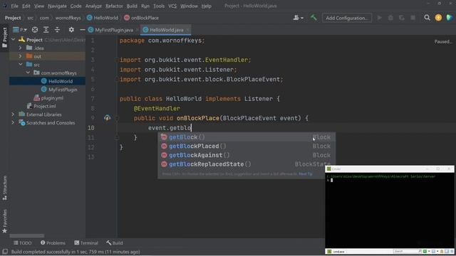 Event listeners and sending messages - Minecraft Plugin Development Ep. 2 (2021) смотреть онлайн