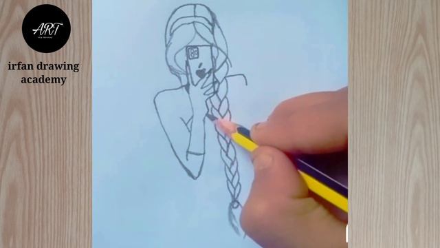 how to draw girl with apple mobile sketch||how to draw girl long hear sketch #viralvideo смотреть онлайн