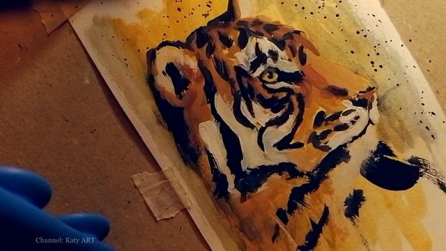 РИСУЮ тигра | гуашь | ИЛЛЮСТРАЦИЯ смотреть онлайн