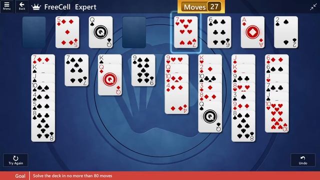 Star Club | FreeCell | Expert II - Solve the deck in no more than 80 moves смотреть онлайн