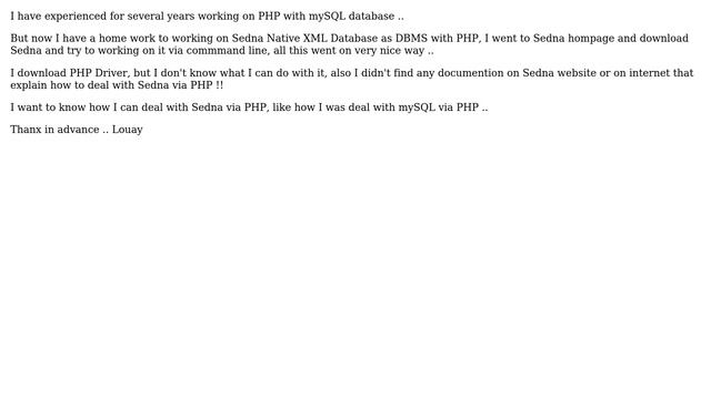 How to deal with Sedna via PHP? смотреть онлайн
