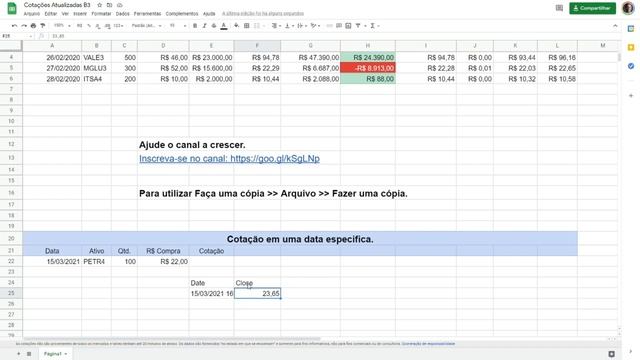 Cotação de ações em uma data especifica Google Planilhas, Google Finance (Download da Planilha) смотреть онлайн