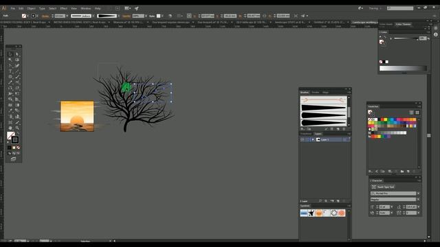 Landscape Vector Illustration | Adobe illustrator Tutorials | Speed art смотреть онлайн