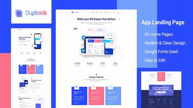 Duplonik - App Landing Page PSD Template | Themeforest Website Templates and Themes смотреть онлайн