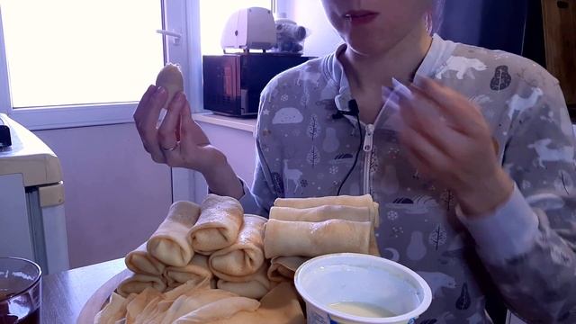 МУКБАНГ Блины | MUKBANG Pancakes ASMR смотреть онлайн
