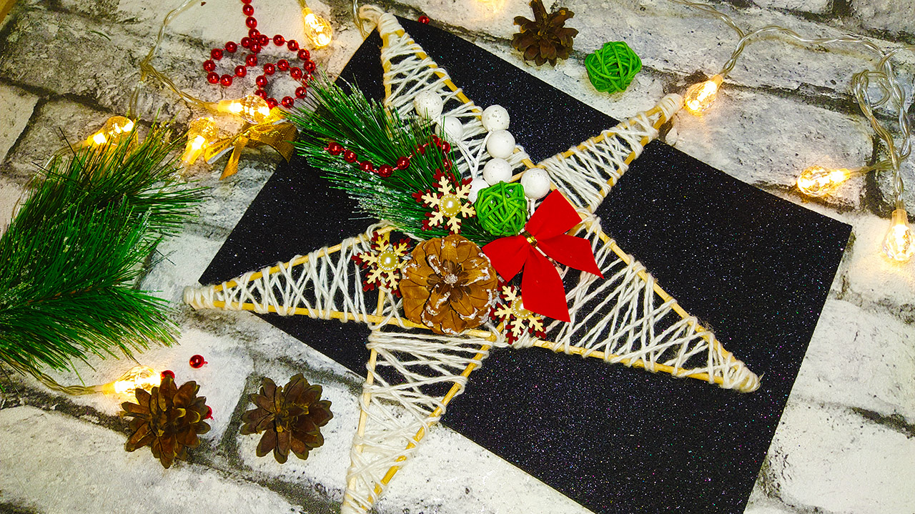 Поделка на новый год. Звезда. DIY идея новогоднего декора.mp4 смотреть онлайн