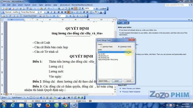 Hướng dẫn trộn văn bản Word với Excel 2003 cho dân văn phòng смотреть онлайн