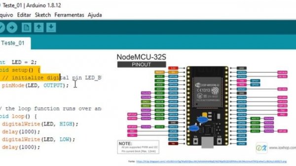 ESP32   Arduino  - Placa DOIT ESP32 - ESP-WROOM-32 - WiFi / Bluetooth - Teste Pisca LED