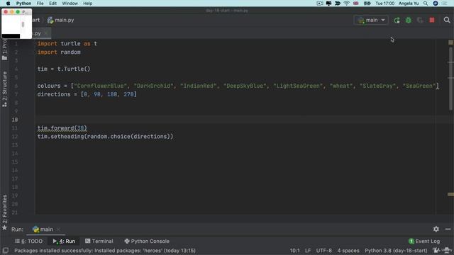 Turtle Challenge 4 - Generate a Random Walk | 100 Days of Code: The Complete Python Pro Bootcamp смотреть онлайн
