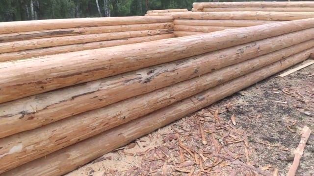 Сруб 6,6*9,6 в обратную чашу с рубленными фронтонами