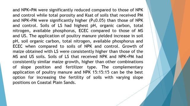 Soil Properties and Growth of Maize as Affected by Slope Position and Fertilizer Type on Coastal Pl смотреть онлайн