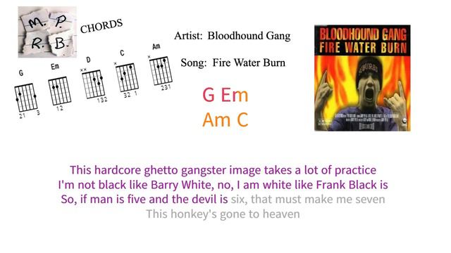 Fire Water Burn, By Blood Hound Gang. Guitar Chords and Lyrics video. смотреть онлайн