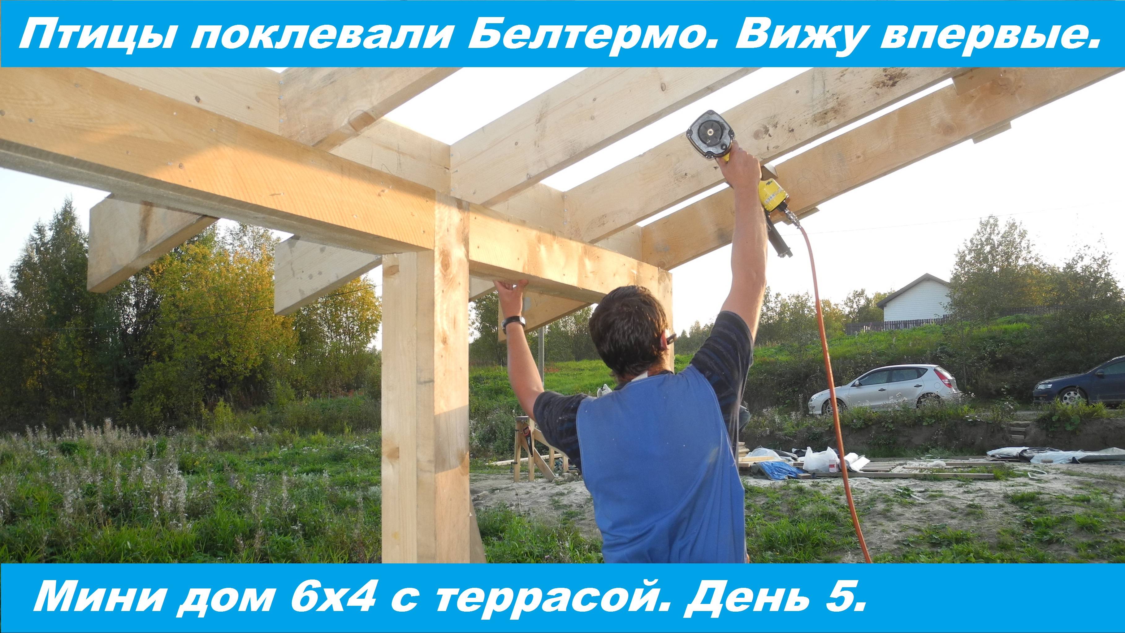 Мини дом своими руками. Птицы поклевали плиты Белтермо. День 5. смотреть онлайн