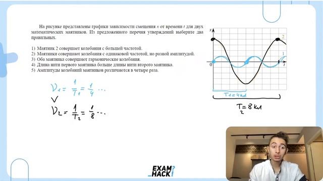 На рисунке представлены графики зависимости смещения x от времени t для двух - №26469 смотреть онлайн
