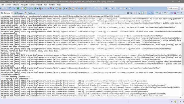 [Demo] Spring Bean Life Cycle – Callback Interface, Custom Method, Annotation, Aware Interface смотреть онлайн
