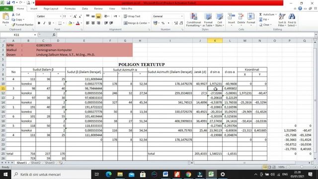 PEMROGRAMAN EXCEL. ILMU UKUR TANAH (POLIGON TERTUTUP) смотреть онлайн