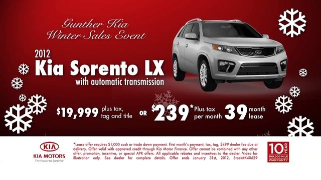 Gunther Kia - 2012 Sorento January Advertised Special смотреть онлайн