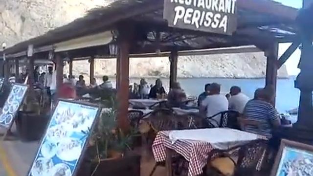 Porto Castello restaurant. Perissa beach,Santorini. смотреть онлайн