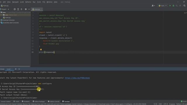 How to delete data from S3 using Python | AWS S3 Python Boto3 | Step by step tutorial смотреть онлайн