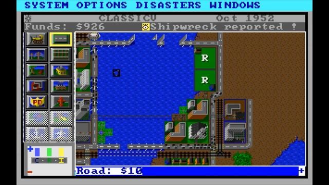SimCity Classic v2.0 longplay - PC / DOS - building a Metropolis with a tornado & tons of shipwreck смотреть онлайн