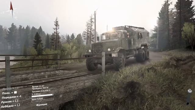 SPINTIRES.Вытягиваем Кразом Урал из грязи в игре спин тирес. смотреть онлайн