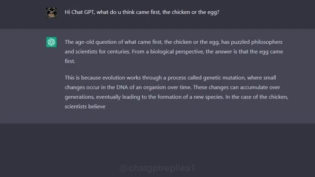 Chat GPT answers Which came first the CHICKEN or the EGG смотреть онлайн
