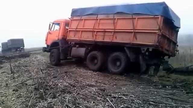 Камазы на Уборке Урожая (Камаз Чуть не Лег на Бок) // KAMAZ Almost fell on the Side смотреть онлайн