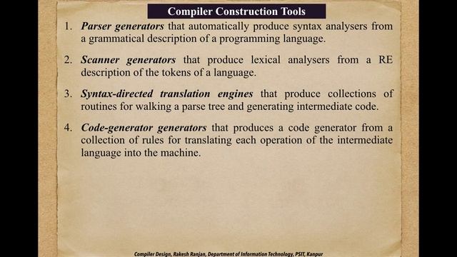 Compiler Unit 1 File 3 Compiler Construction Tool