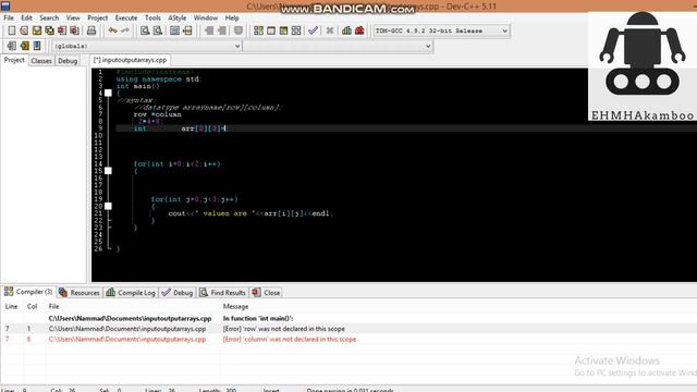 Two Dimensional Arrays in C++ /Initialization/ Example Program in C++ смотреть онлайн
