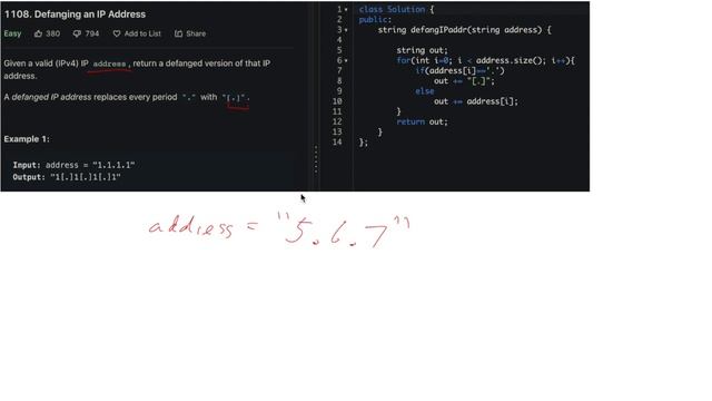 LeetCode 1108. Defanging an IP Address смотреть онлайн