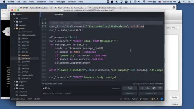 Worked Example Gmane Mail Model Chapter 16 | 3rd | week 4|. смотреть онлайн