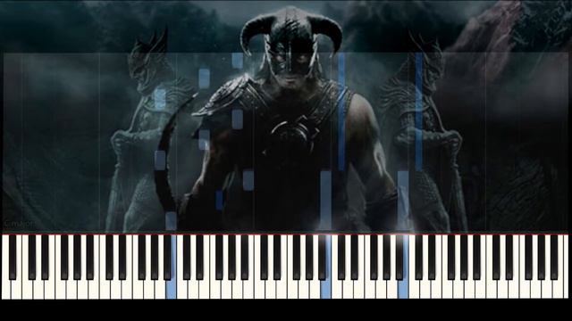 TES V:SKYRIM-Dragonborn[OST](Synthesia)//Тема драконорожденного(piano Tutorial)