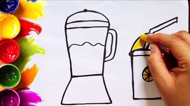 How to Draw Blender and juice? Coloring and painting for kids and toddlers. Drawing juice. смотреть онлайн