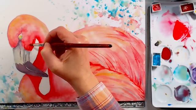 LIVE! Wild & Colorful Flamingo in Watercolor 12:30pm ET смотреть онлайн