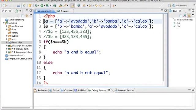 Comparing Arrays using == and using === смотреть онлайн