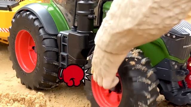 Rescue dinosaurs with excavator fire trucks and dump trucks - Toy car story смотреть онлайн