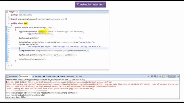 Spring Dependency Injection Explained with Constructor: IOutputGenerator Example | Spring Tutorial смотреть онлайн