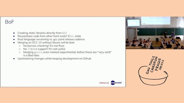 Upstreaming the Rust front-end BoF - GNU Tools Cauldron 2022 смотреть онлайн