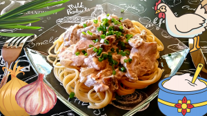 СПАГЕТТИ В СЛИВОЧНО-ЧЕСНОЧНОМ СОУСЕ / Вкусная паста с курицей и грибами / Быстрый ужин по-итальянски