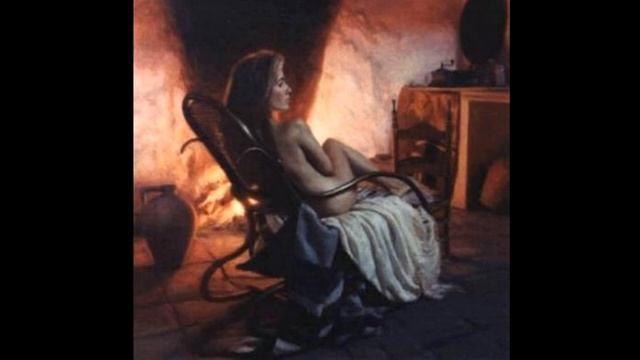 Девушка в кресле у камина Живопись Холст, масло 65х65 Художник Геннадий Улыбин смотреть онлайн